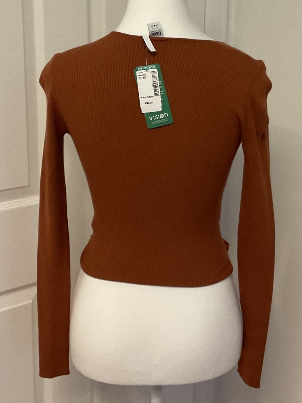 💐NWT💐TWIK par Simons Rust Ribbed knit crop top - size XS - Picture 2 of 5